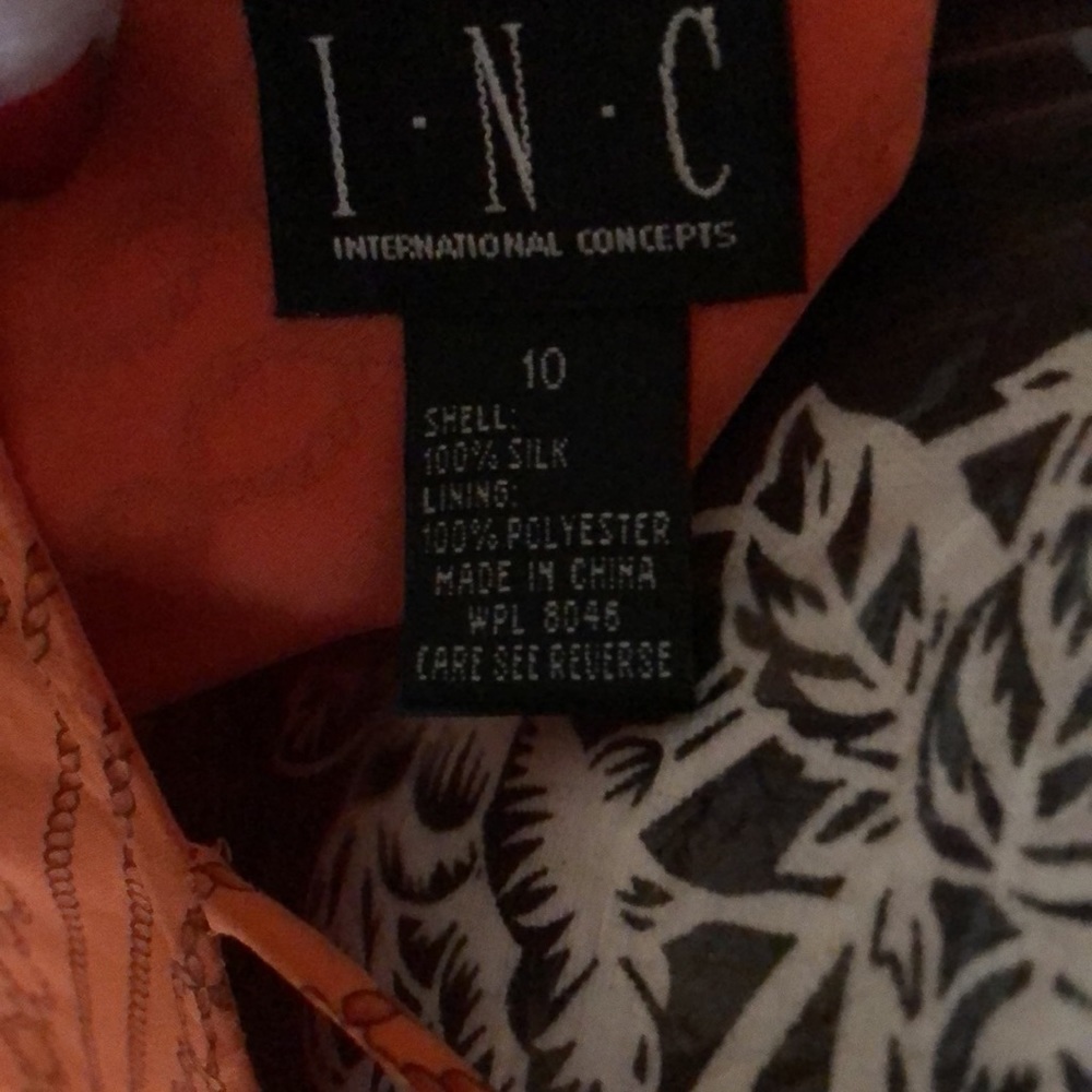INC International Concepts size 10 orange chain print bias cut for movement - Picture 14 of 15